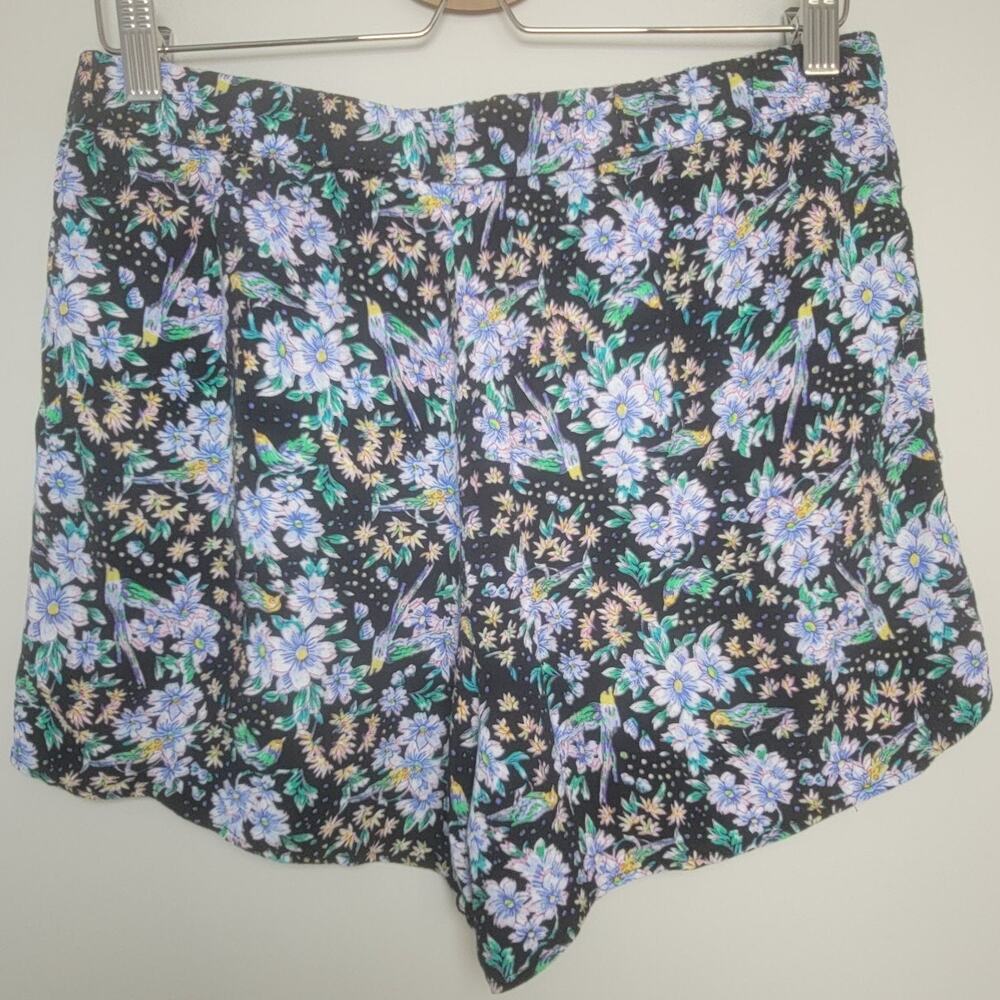 Ett:twa Anthropologie Womens M Floral Pull On Shorts Pockets Black